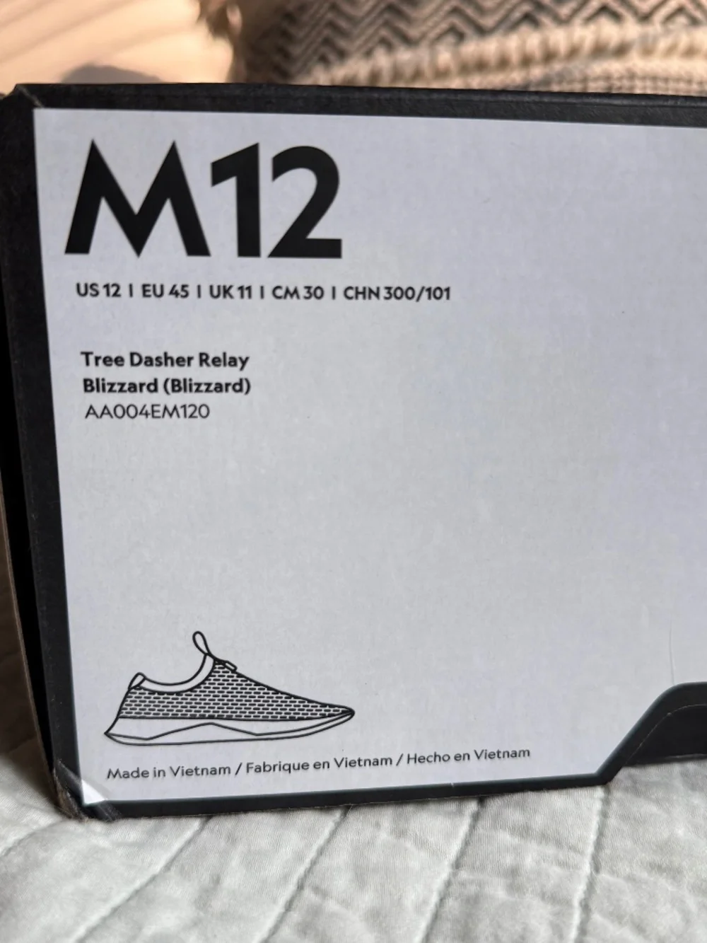 NIB Allbirds Tree Dasher Relay Sneakers Blizzard Men's Size 12